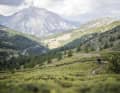Flowig: Der Trail zum Lago di Sette Colori. Ruppig und nur für Könner das Gegenüber:  der Mont Chaberton (3136 m) mit seinen acht Geschütztürmen.