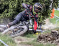 Vollgas: Die E-Enduro-Piloten sind seit dieser Saison erstmals Teil des Weltcups. In Leogang waren 34 Fahrer und sechs Fahrerinnen am Start. Unter ihnen Alex Marin vom Gasgas Sram Racing Team.