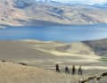 Aus einer Höhe von 5480 endet die Trail-Abfahrt im westlichen Himalaya schließlich am Moriri-See.