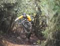 EMTB-Testfahrer Tobi bewegt das Fuel EXe in seinem bevorzugten Habitat. „Kein anderes Bike  im Test lässt sich so gut abziehen und durch die Luft werfen“, gibt er zu Protokoll.