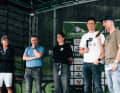 Plauderrunde: Von links nach rechts: Dimitri Lehner (BIKE), Kornel Grundner (Geschäftsführer bei Leoganger Bergbahnen), Linda Wantzke (Delius Klasing), Marco Pointner (Geschäftsführer Saalfelden-Leogang Touristik) und Moderator.
