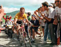 Jan Ullrich (Team Telekom) in Gelb bei der Tour de France 1997.