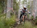 Kann er seinen Sieg wiederholen? Jackson Goldstone nimmt beim Rennen in Maydena Bike Park,  Australia teil.