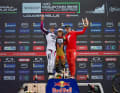 Das Podium der Herren in Loudenvielle: Jackson Goldstone (CAN), Amaury Pierron (FRA) and Jordan Williams (GBR).