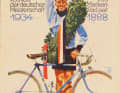 Vereinnahmt: Kurt Stöpel, 1934 Deutscher Meister der Profis, mit Hitlergruß auf linientreuer Fahrradwerbung.