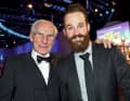 Jürgen Geschke (links) war selbst gefeierter Radsportler. Hier begleitet er seinen Sohn bei der Wahl zu Berlins Sportler des Jahres 2015