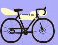 So kann ein Bikepacking-Setup aussehen. Die Zeichnung des Fahrrads wurde mit der Funktion Text zu Bild von Canva erstellt. Die Bikepacking-Taschen wurden nachträglich per Zeichenfunktion ergänzt