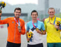 Zeitfahren der Männer - Gold: Primoz Roglic (Slowenien), Silber: Tom Dumolin (Niederlande), Bronze: Rohan Dennis (Australien)
