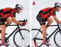 3. Sitzüberhöhung: 7 Zentimeter – Vorbaulänge: 12 Zentimeter
Position 3 entschärft den Buckel durch mehr Vorbaulänge. Ein brauchbarer Kompromiss für geübte Fahrer.
4. Sitzüberhöhung: 7 Zentimeter – Vorbaulänge: 15,5 Zentimeter
Position 4 ist noch gestreckter und hat das beste aerodynamische Potenzial.
Der Winkel zwischen Oberkörper und Oberarm kann in der tiefsten Position rund 90-100 Grad betragen. Die Position des Sattels sollte so gewählt werden, dass nicht zu viel Gewicht auf den Armen lastet.


Positions-Check: Passt was nicht?

• Schmerzen im unteren Rücken
Kontrollieren Sie Ihre Haltung. Kippen Sie das Becken etwas nach vorne und vergrößern Sie die Sitzlänge. Variieren Sie beim Fahren regelmäßig Ihre Position, um die Muskeln zu lockern. Stärken Sie Bauch und Rücken!

• Schmerzen in Schulter und Nacken
Steht der Sat tel waagerecht? Zeigt die Spitze nach unten, rutschen Sie nach vorn und müssen sich mit den Armen abstützen. Halten Sie die Arme immer leicht gebeugt, um Stöße abfedern zu können. Nackenschmerzen entstehen auch durch zu tiefen Lenker.

• Sie meiden den Unterlenker
Wenn Sie Ihren Unterlenker nie anfassen, steht er zu tief und/ oder zu weit vorne. Stellen Sie den Lenker etwas höher.

• Sie fühlen sich eingezwängt
Ihre Atmung ist behindert, Sie fühlen sich eingeengt? Strecken Sie sich und reduzieren Sie die Sattel-Lenker-Überhöhung.

• Sie bekommen Knieschmerzen
Stimmt die Sit zhöhe? Knie schmerzen oft, wenn der Radler zu tief sitzt. Benutzen Sie ansonsten leichtere Gänge und treten Sie mit höherer Drehzahl.