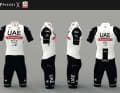 So sieht das Kit von UAE Team Emirates für die Saison 2023 aus. Hergestellt wird es von Pissei