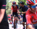Geraint Thomas erreicht abgeschlagen das Ziel auf einer Etappe der diesjährigen Vuelta a Espana.