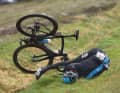 Harte Landung: Thomas stürzte oft spektakulär, meist endete es glimpflich wie hier beim windumtosten Rennen Gent-Wevelgem im Jahr 2015