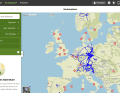 So sieht der komoot-Routenplaner aus, wenn das Wandrer.earth-Overlay angezeigt wird.