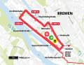 Karte der letzten Kilometer im Bremer Überseehafen