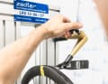 Prüfstand für die Seitensteifigkeit der Laufräder