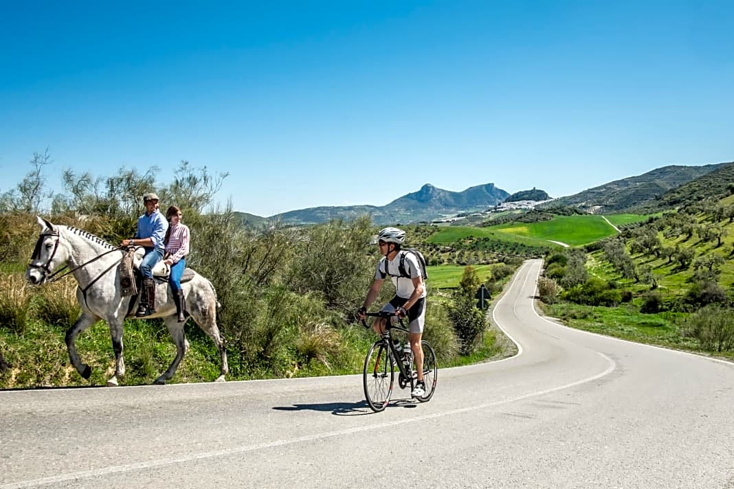 Zeitreise: Ob ein Hirte mit Schafen die Straße quert oder Reiter hoch zu Ross den Radler grüßen– im ­Hinterland der Costa de la Luz scheint die Zeit zurückgedreht.