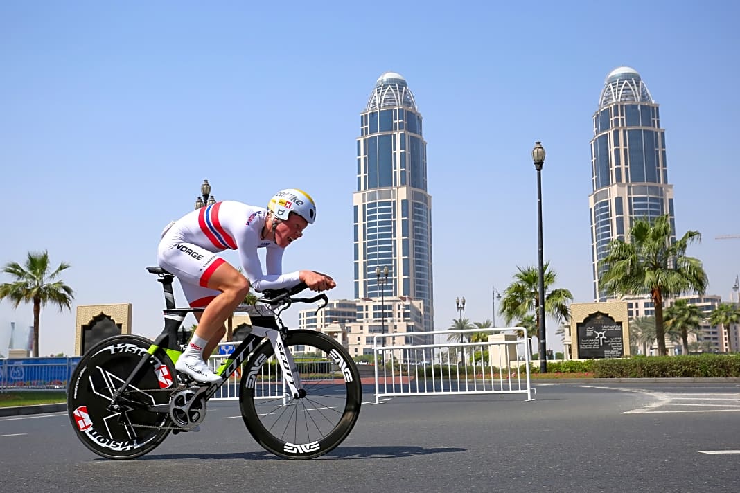 Stationen von Andreas Leknessund: 2016 beim Einzelzeitfahren der Junioren bei der Rad-WM in Katar (Platz 23)