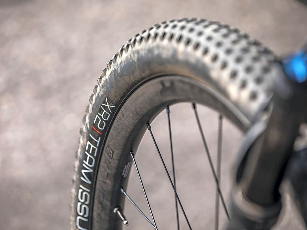 Trek Procaliber 9.8: Die 30 Millimeter breiten Carbon-Laufräder lassen die Reifen breit ausfallen. Maximal möglich: 2,4 Zoll.