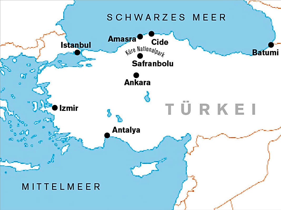 Karte der Türkei mit der Schwarzmeerküste