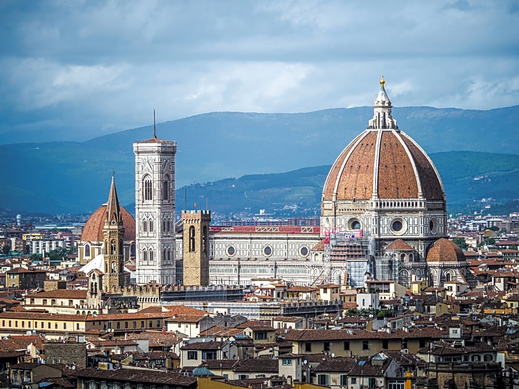 Das Wahrzeichen von Florenz: In den Dom passen 30000 Besucher. Einer der Touristenmagnete, der Mountainbikern in den Hügeln rund um die Stadt freie Bahnen beschert.