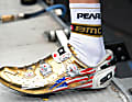 Zugeständnis an die amerikanischen Geldgeber: Der spanische Olympiasieger Samuel Sanchez (BMC Racing) trat bei der Kalifornien-Rundfahrt in goldenen Sidi-Tretern mit der US-Flagge an.