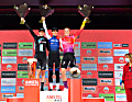 Liane Lippert auf dem Dritten Platz beim Amstel Gold Race Ladies 2022, Zweite wurde Demi Vollering. Marta Cavalli gewann das Rennen 