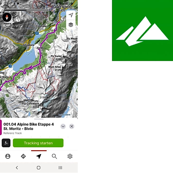 Screenshot der Bergfex App mit Logo