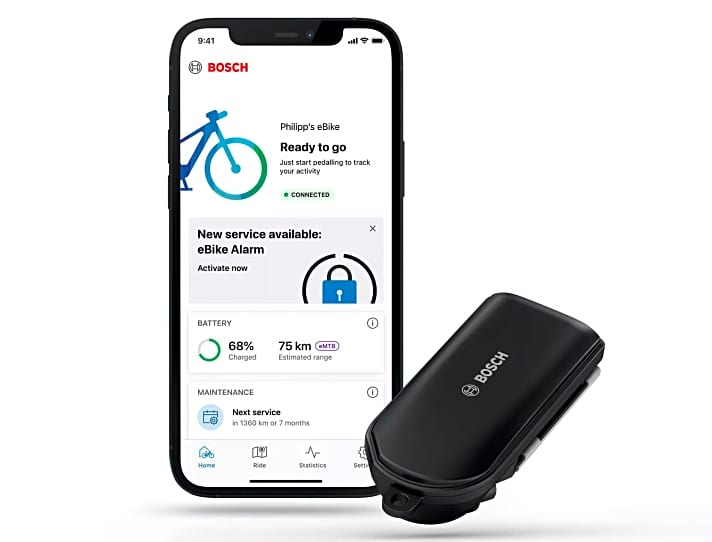 Der eBike-Alarm ist ein Update für die Flow-App aus dem Bosch Smart System. Um alle Funktionen, inkl. GPS-Ortung, nutzen zu können, muss das Connect-Modul ins Bike integriert werden.