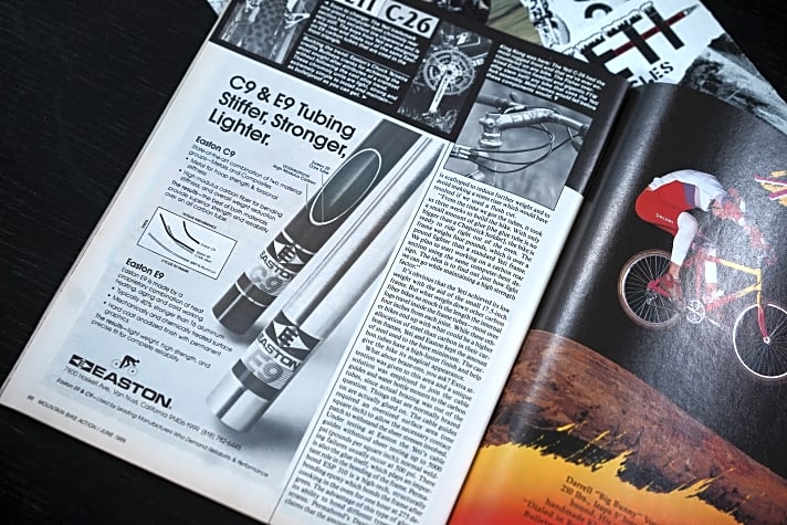 Steifer, stabiler, leichter: Die Werbeanzeige für den Easton C9-Rohrsatz aus dem US-Magazin Mountain Bike Action von 1989