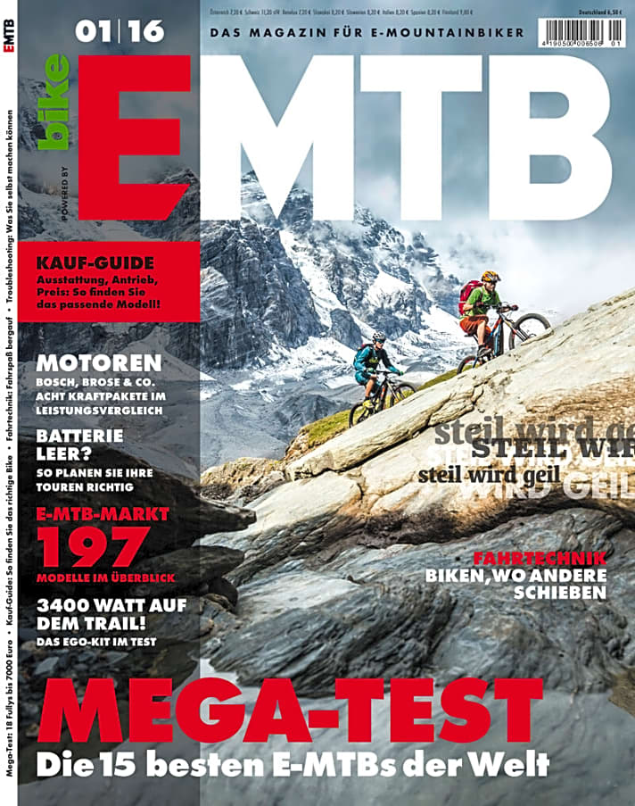   Das Cover der ersten EMTB-Ausgabe überhaupt, die Anfang März 2016 am Kiosk lag.