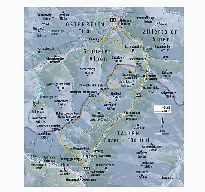   Hier die Karte zur EMTB-Tour am Brenner