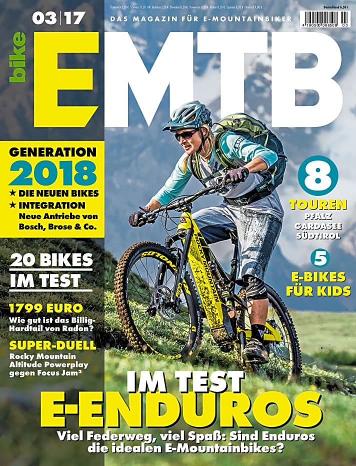   Mehr Tests, Neuheiten und Geschichten rund um Thema E-Mountainbikes gibt es in EMTB 3/2017 – ab 22. August 2017 am Kiosk.