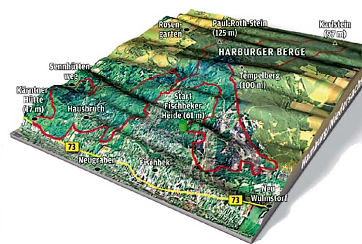   Übersichtskarte zum Supertrail in den Harburger Bergen.