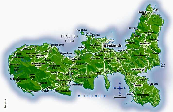   Nur 27 Kilometer lang, aber gespickt mit Trails für Mountainbiker: die Mittelmeer-Insel Elba.