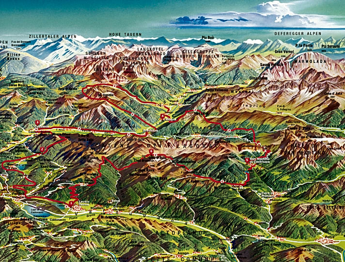   Gespickt mit Panorama- und Trail-Highlights: die Gran Tour, das Aushängeschild im Gebiet Dolomiti Lagorai Bike.