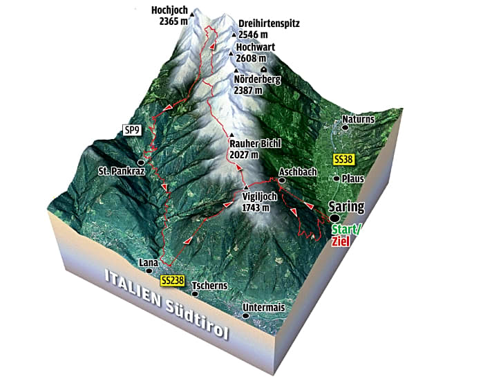   Die 3D-Karte zum MTB-Supertrail Rauher Bühel im Ultental.