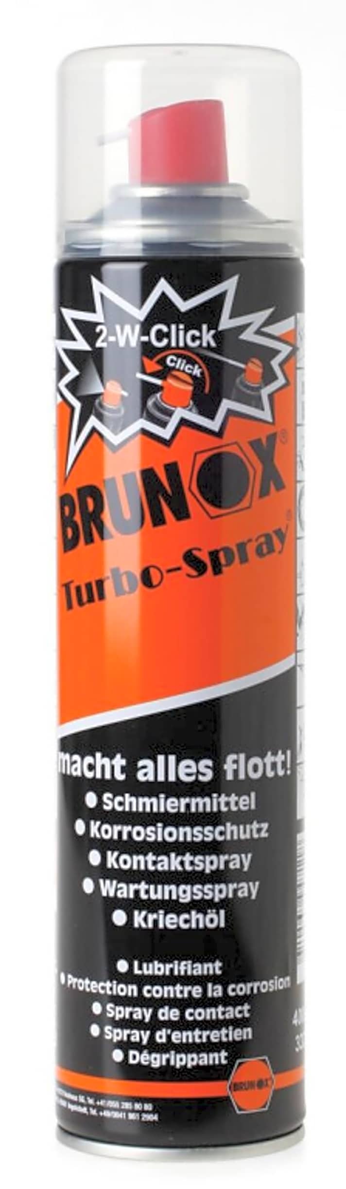   Das Turbo-Spray von Brunox kann man vor einer Fahrt im Matsch verwenden.