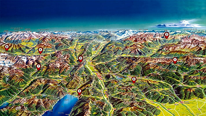   Zwischen Brenner und Gardasee spannen sich die acht Bike-Spots für Freerider und Gravity-Mountainbiker im Trentino.