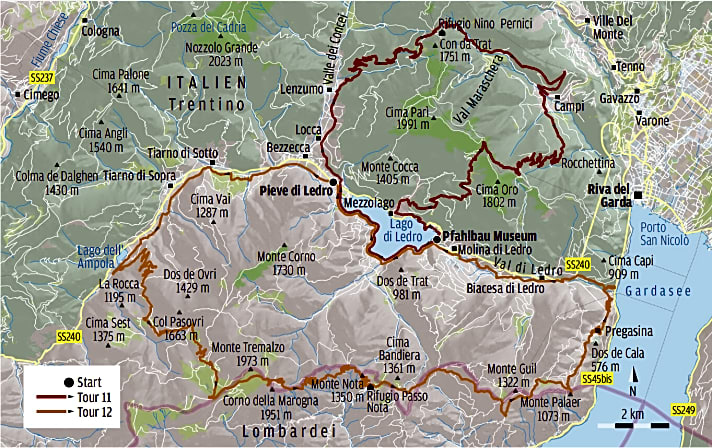   Valle di Ledro: Trentino-Touren 11 (Bocca di Dromaè) und 12 (Passo Tremalzo).