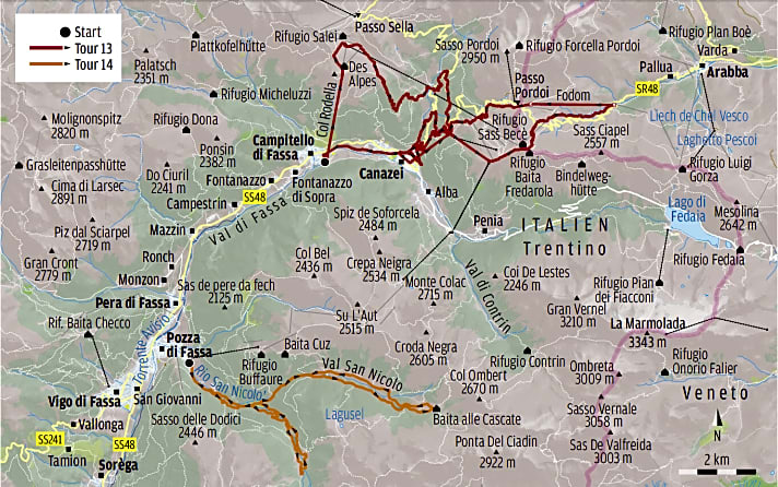   Val di Fassa: Trentino-Touren 13 (Canazei Superenduro) und 14 (Val San Nicolò).