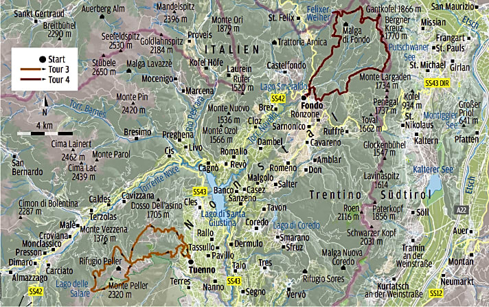   Val di Non: Trentino-Touren 03 (Monte-Peller-Trails) und 04 (Macaion Skyscraper)