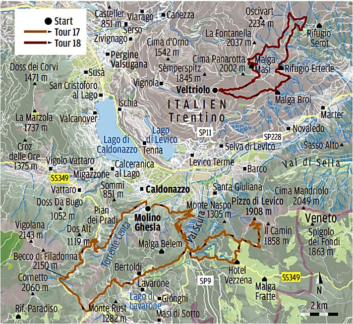   Valsugana Lagorai: Trentino-Touren 17 (Cima Vezzena) und 18 (La Bassa).