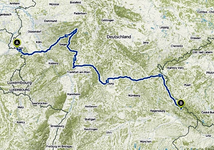   Etwa 1200 Kilometer spuckt Komoot für die grob geplante Route aus.