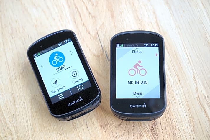   Links der Edge 530 mit Tasten, rechts der Edge 830 mit Touchscreen. In Sachen Ausstattung, Funktionsumfang, Akkulaufzeit sind die beiden GPS-Geräte identisch. Den 530er bedient man eben über Tasten, dafür kostet er 100 Euro weniger (299,99 Euro).
