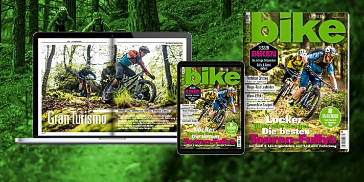    Du bist heiß auf Mountainbiken? Raus und los! Bestelle die aktuelle <a href="https://www.delius-klasing.de/bike" target="_blank" rel="noopener noreferrer">BIKE versandkostenfrei nach Hause</a> , oder lese die Digital-Ausgabe für 4,49 € in der BIKE App auf dem <a href="https://apps.apple.com/de/app/bike-das-mountainbike-magazin/id447024106" target="_blank" rel="noopener noreferrer nofollow">iOS-Gerät</a>  oder <a href="https://play.google.com/store/apps/details?id=com.pressmatrix.bikeapp" target="_blank" rel="noopener noreferrer nofollow">Android-Tablet</a> .