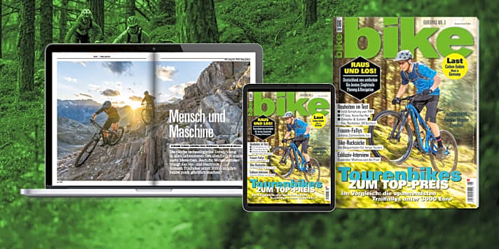   Du bist heiß auf Mountainbiken? Raus und los! Bestelle das aktuelle <a href="https://www.delius-klasing.de/bike" target="_blank" rel="noopener noreferrer">Heft versandkostenfrei nach Hause</a> , oder lese hier die Digital-Ausgabe für 4,49 € in der BIKE App auf dem <a href="https://apps.apple.com/de/app/bike-das-mountainbike-magazin/id447024106" target="_blank" rel="noopener noreferrer nofollow">iOS-Gerät</a>  oder <a href="https://play.google.com/store/apps/details?id=com.pressmatrix.bikeapp" target="_blank" rel="noopener noreferrer nofollow">Android-Tablet</a> .