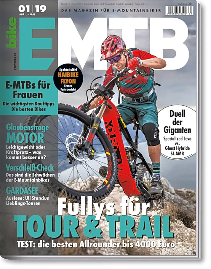    EMTB 1/19 – Das Magazin für E-Mountainbiker ist ab dem 12. März im Handel. Sie erhalten die neue EMTB bequem im <a href="https://www.delius-klasing.de/abo-shop/?zeitschrift=233&utm_source=emb_web&utm_medium=red_heftinfo&utm_campaign=abo_emb" target="_blank" rel="noopener noreferrer">Abo</a> , am Kiosk und darüber hinaus in unserem <a href="https://www.delius-klasing.de/emtb" target="_blank" rel="noopener noreferrer">Onlineshop</a>  und als <a href="http://digital.emtb-magazin.de/" target="_blank" rel="noopener noreferrer nofollow">Digital-Ausgabe</a>  für alle Endgeräte. 