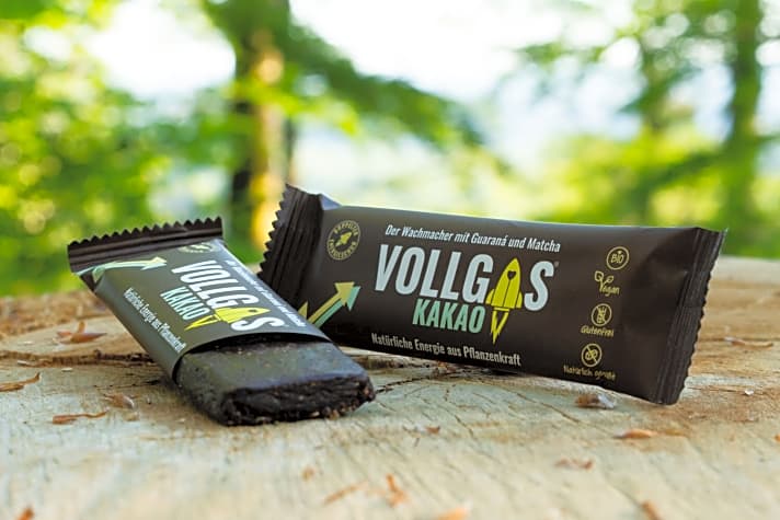   Der erste Vollgas-Riegel war die Geschmacksrichtung Kakao.
