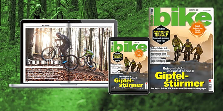  BIKE 3/2021 – ab 2. Februar im Handel. Bestellen Sie sich das gedruckte <a href="https://www.delius-klasing.de/bike" target="_blank" rel="noopener noreferrer">Heft versandkostenfrei nach Hause</a>  oder lesen Sie die Digital-Ausgabe in der BIKE App für <a href="https://itunes.apple.com/de/app/bike-das-mountainbike-magazin/id447024106?mt=8" target="_blank" rel="noopener noreferrer nofollow">iOS</a>  oder <a href="https://play.google.com/store/apps/details?id=com.pressmatrix.bikeapp" target="_blank" rel="noopener noreferrer nofollow">Android</a> . Besonders günstig und bequem erleben Sie die <a href="http://www.delius-klasing.de/bike-lesen-wie-ich-will?utm_campaign=abo_2020_6_bik_lesen-wie-ich-will&utm_medium=display&utm_source=BIKEWebsite" target="_blank" rel="noopener noreferrer">BIKE im Abo</a> .
