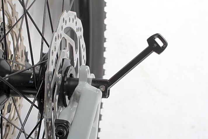   Ein Werkzeug braucht man zum Ausbau der beiden Laufräder nicht. Der Hebel versteckt sich in der Hinterachse.